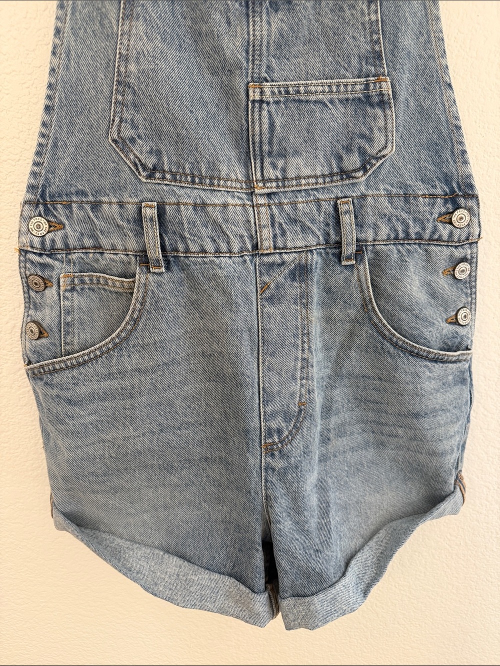 Free People Women's Ziggy Cotton Adjustable-Straps Shortalls Size Small - Picture 6 of 9